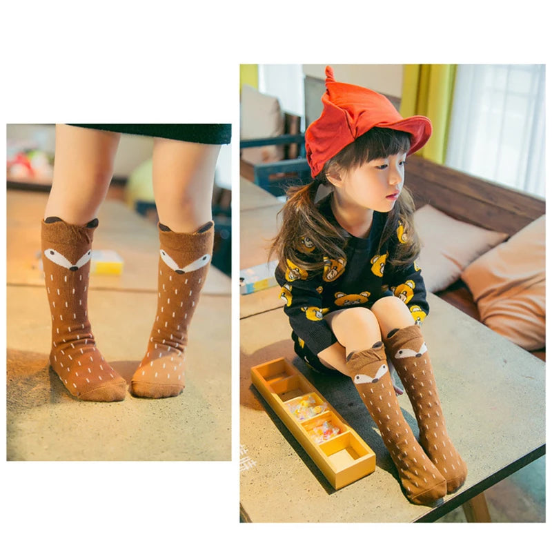 Children Baby Girls Leg Warmer Fox Knee High Socks