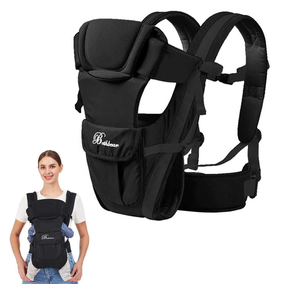 Baby Sling Carrier, 4-in-1 Ergonomic Baby Backpack Carrier