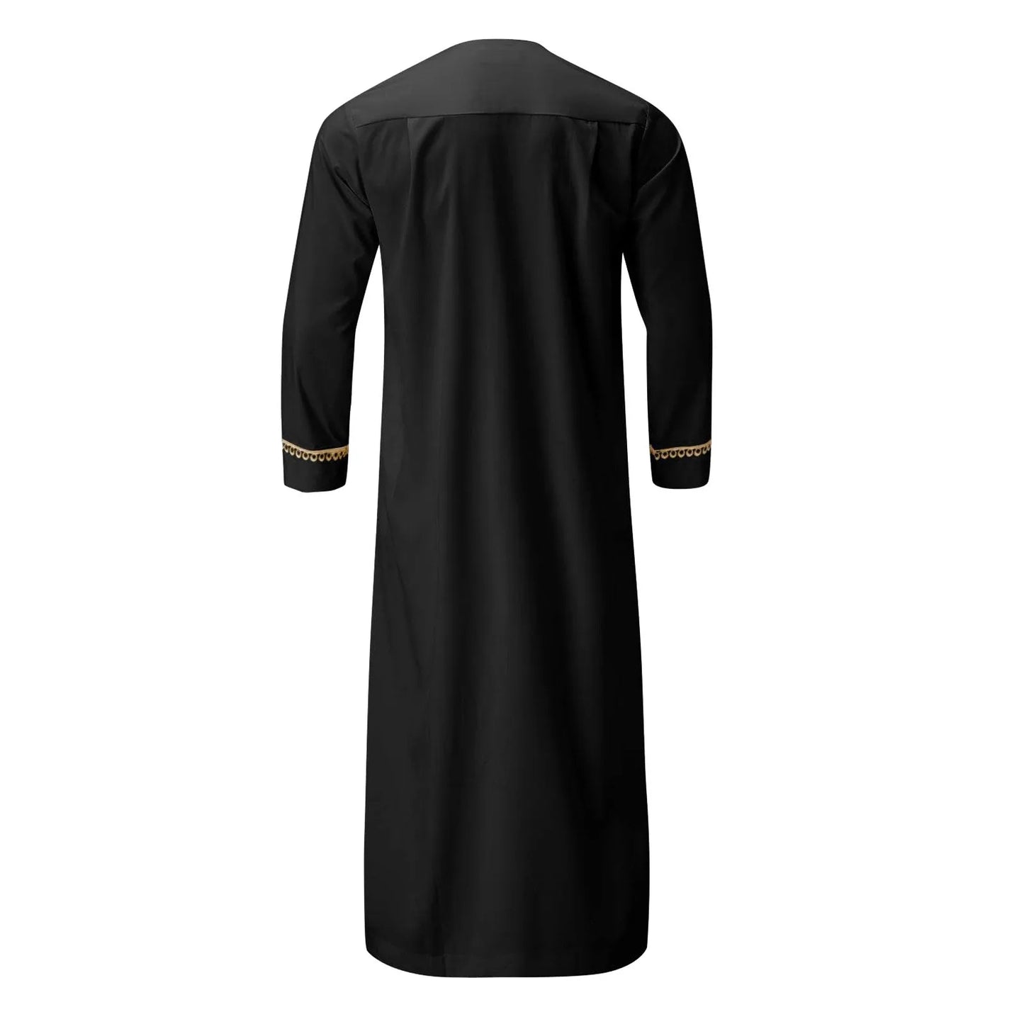 Long Sleeve Embroidered Pocket Long Abaya Shirt Prayer Muslim Men Clothing