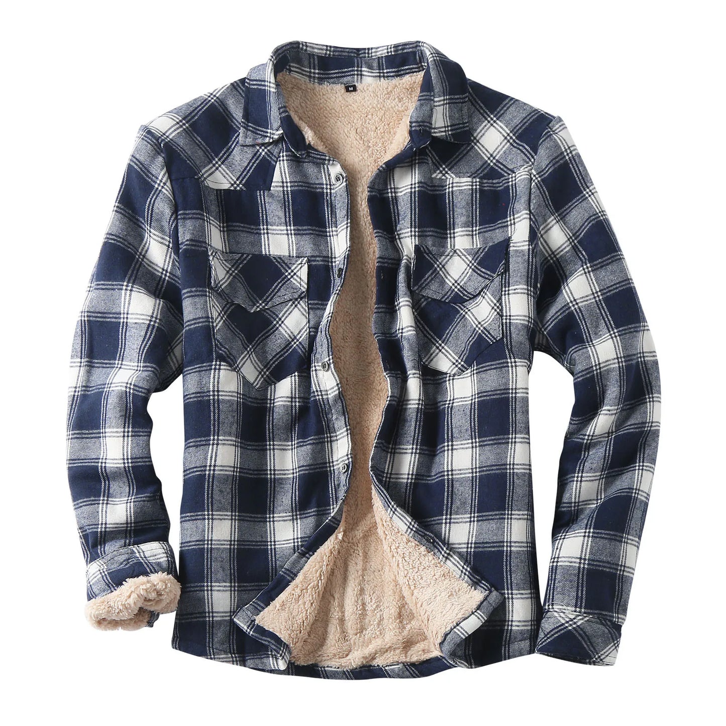 Men Plaid Shirts Jacket Casual Turn-Down Collar Long Sleeve Loose Shirt