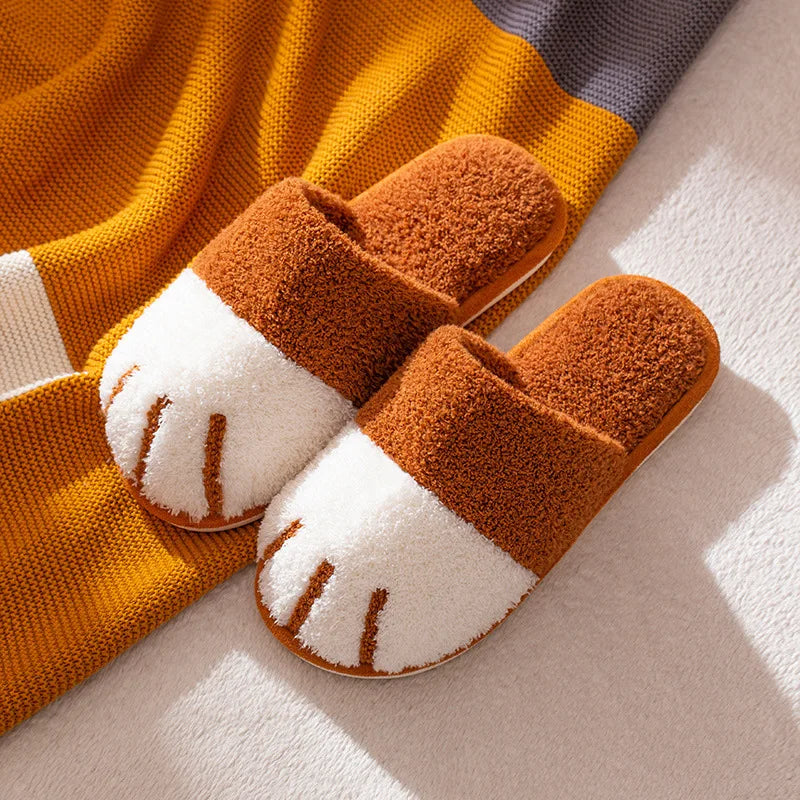 Cotton Slippers Female Autumn Winter Home Cat Claws Cartoon