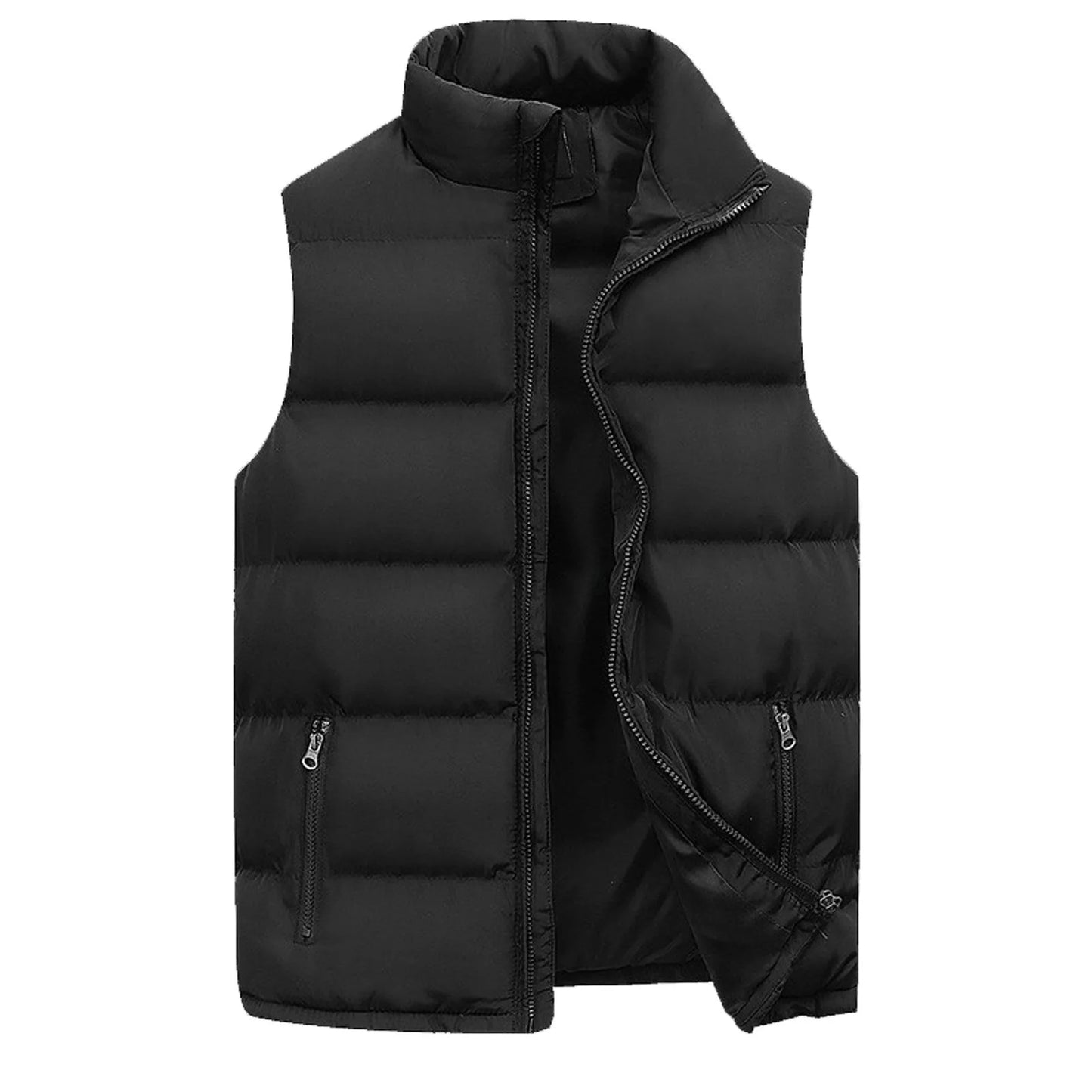 Cotton Padded Vest Zipper Collar Sleeveless Unisex Vest Coat Warm Jackets