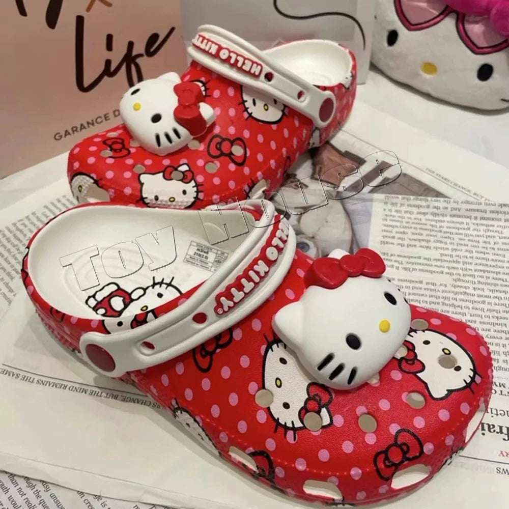 In Stock Miniso Hello Kitty Sanrio Hole Sandals Slippers Sandals