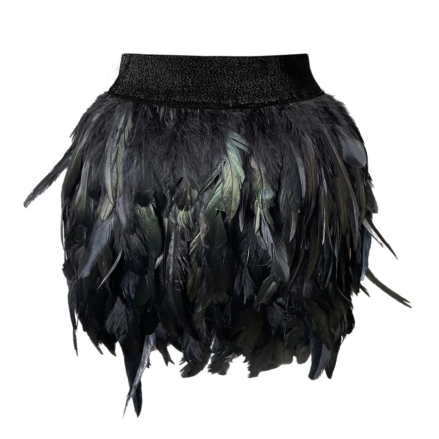 Festival Carnival Faux Feather Skirt Women High Waist Party  Short Skirt