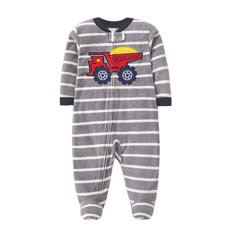 Autumn Baby Boy Rompers Clothes Zipper Fleece Warm Pajamas Newborn Outfit