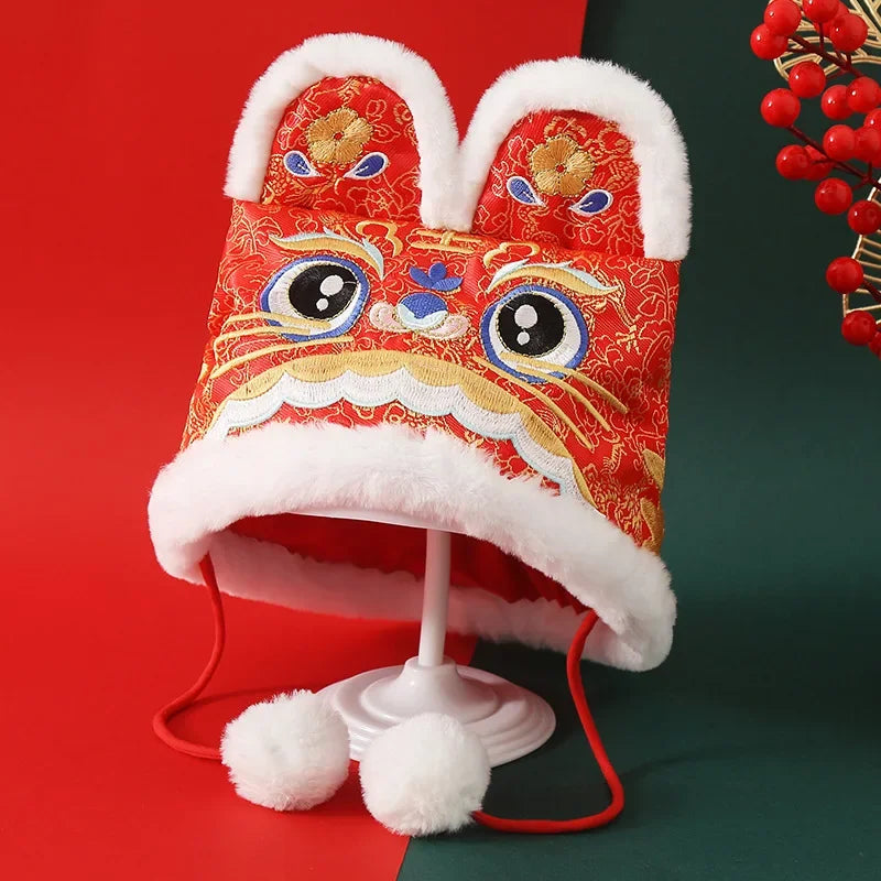 Children's Chinese Style Embroidered Tiger Head Hat For Baby