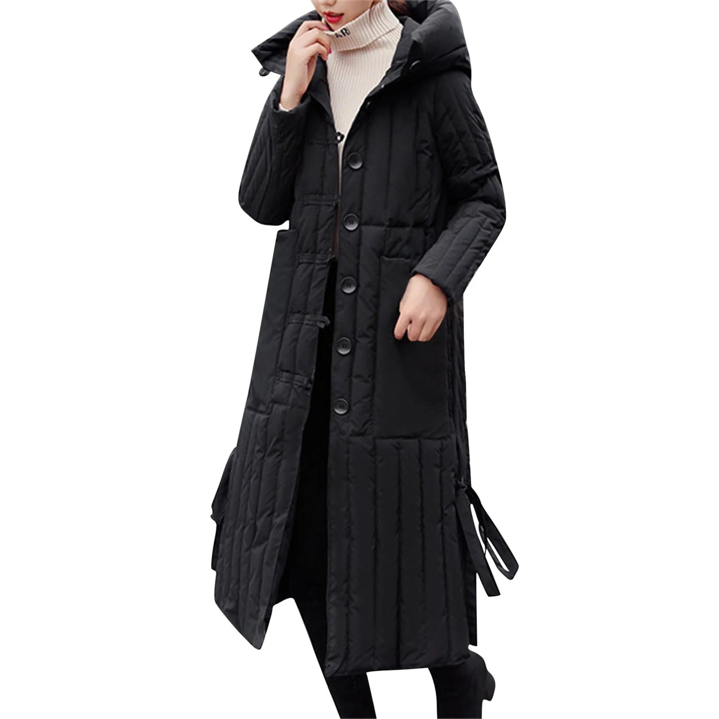 Women's Winter Down jackets Over Knee Jacket Zipper Down Coat