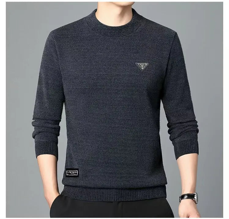 Luxury Brand Knitted Sweater Men's Half High Neck Pullover