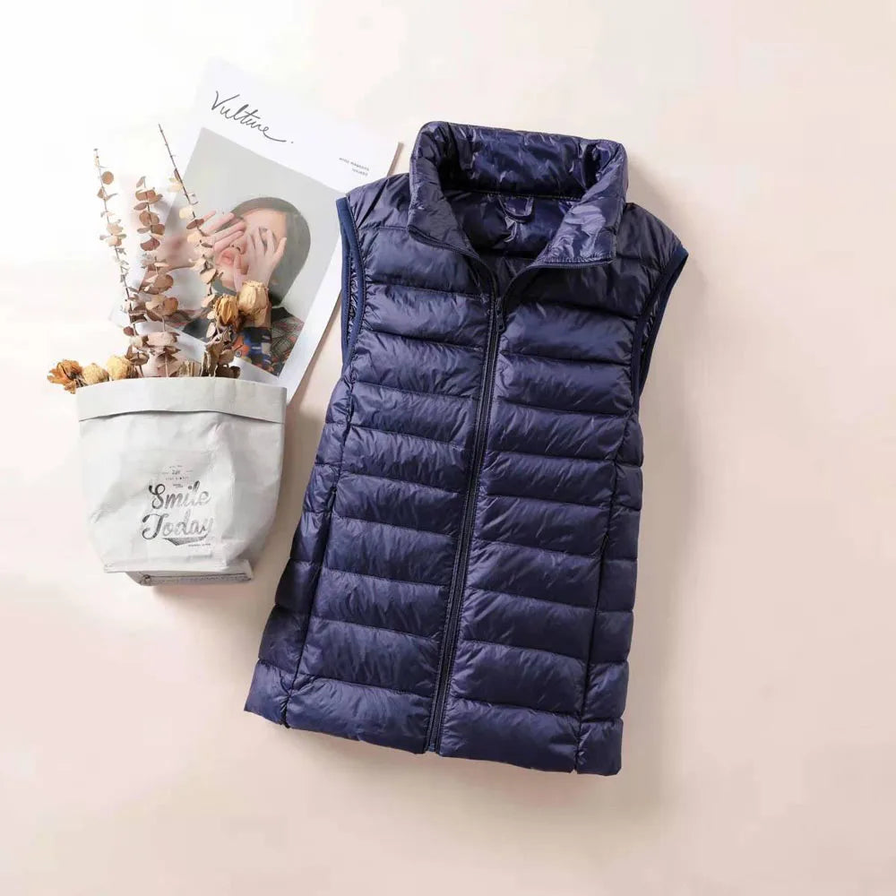 Women Ultra Light Down Vests Slim Sleeveless Jacket