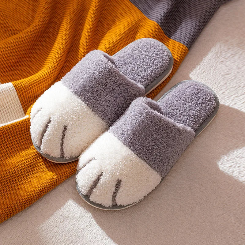 Cotton Slippers Female Autumn Winter Home Cat Claws Cartoon