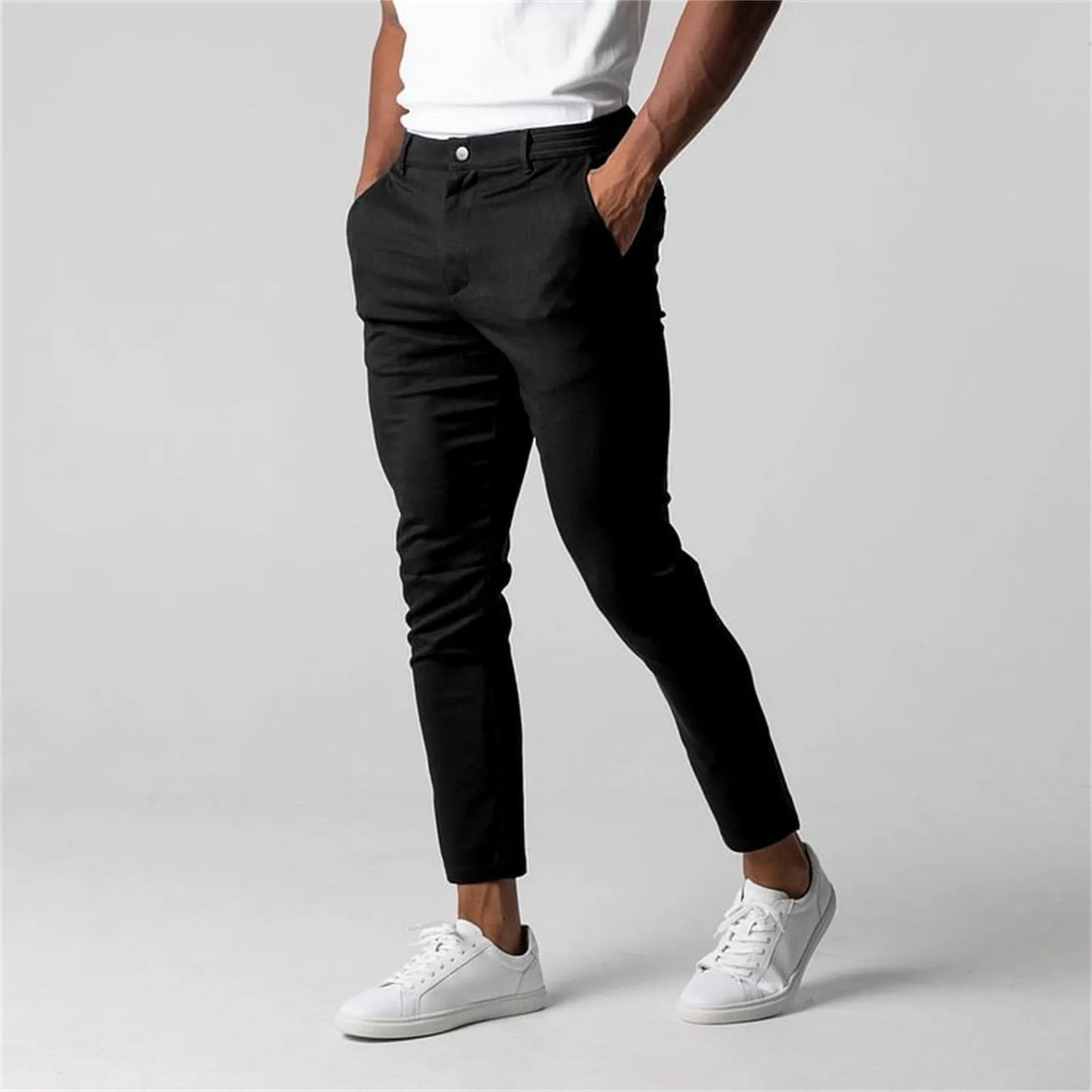 Men's Pants England Style Calf Pants Slim Trousers Male Casual Formal Pants