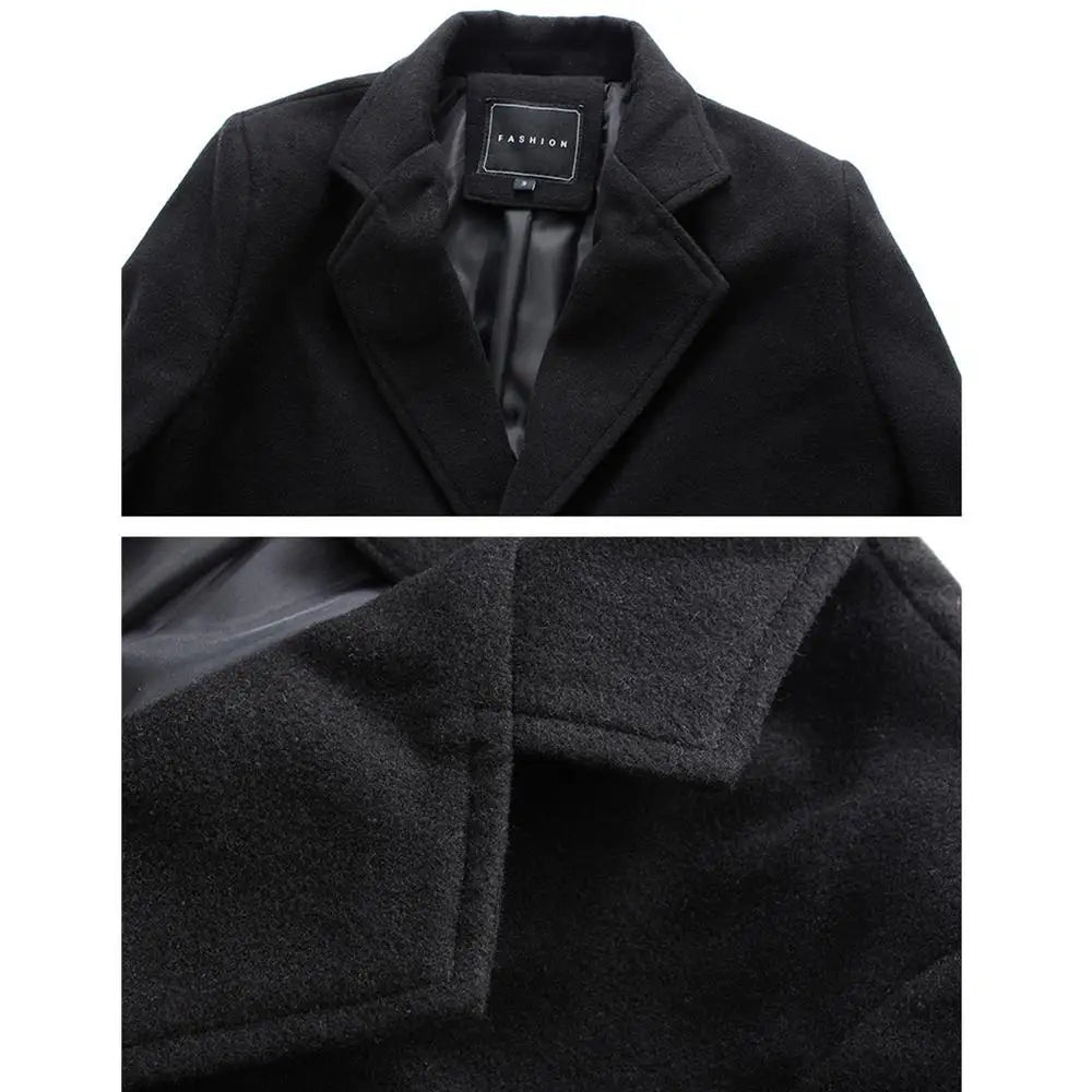 Men's Wool Long Coat Long Sleeve Winter Dress Coat comforts Overcoat Slim