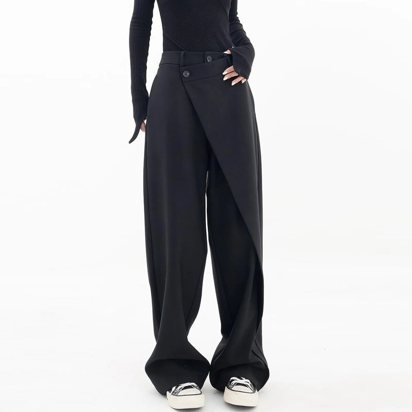 Patchwork High Waist Floor Length Female Trousers