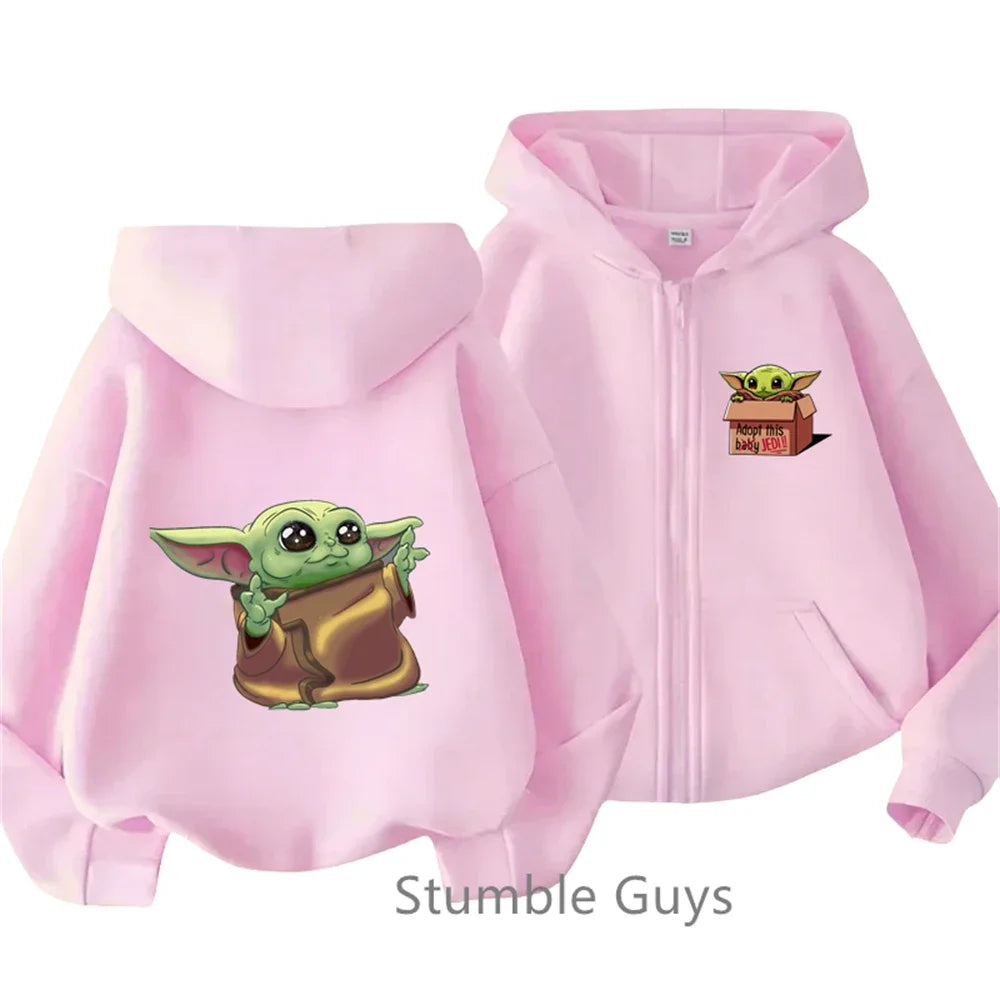 Baby Yoda Print Hoodie Children's Street Zipper Hoodie Suit 2025