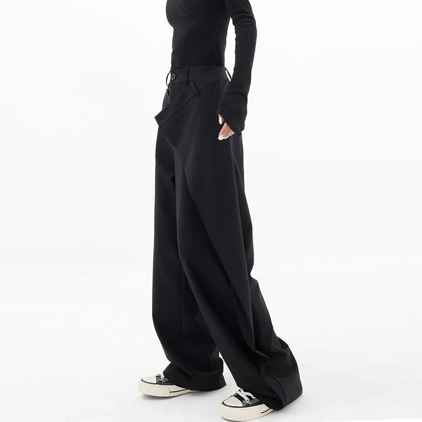 Patchwork High Waist Floor Length Female Trousers