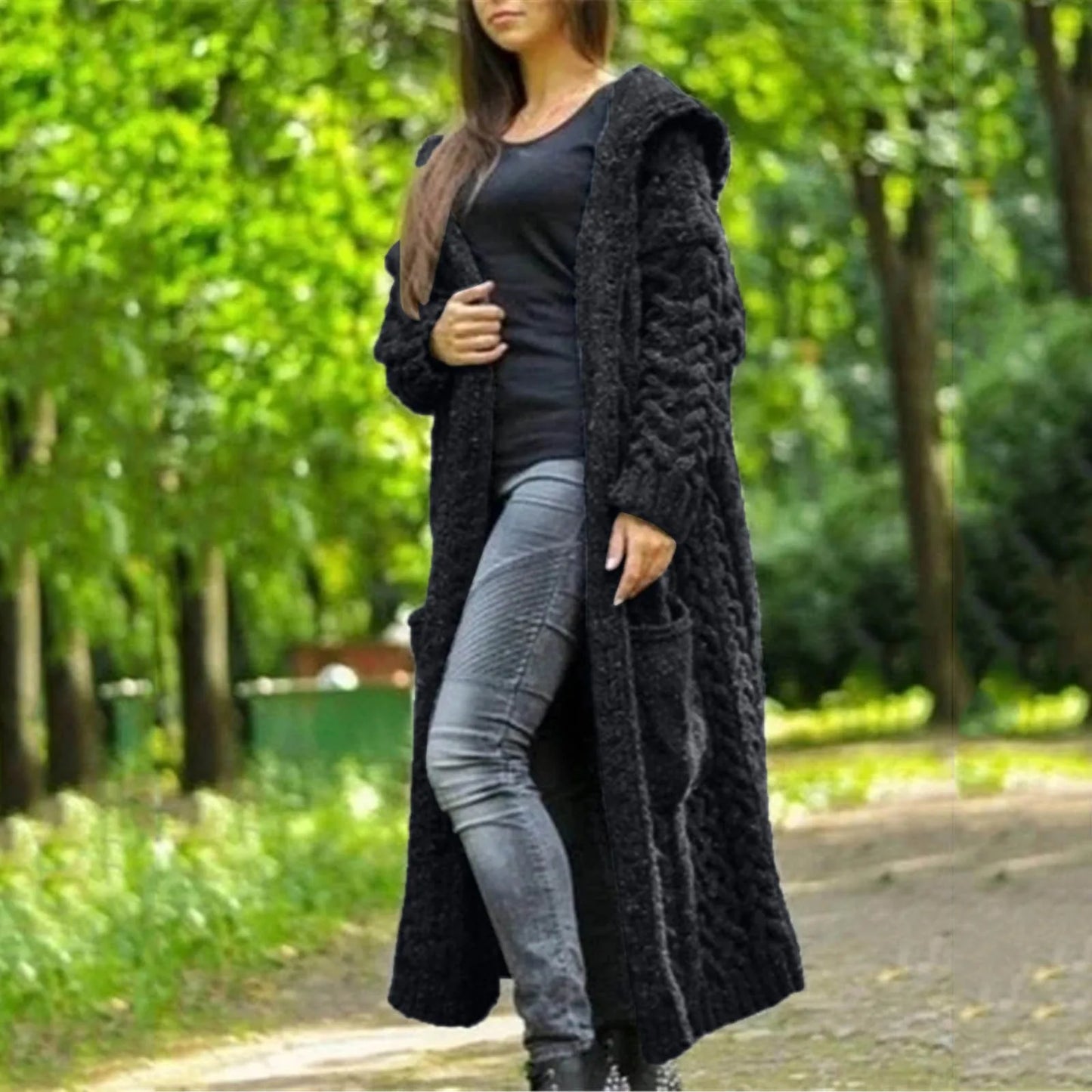 Long Sleeve Loose Cardigan Coat Solid Sweater