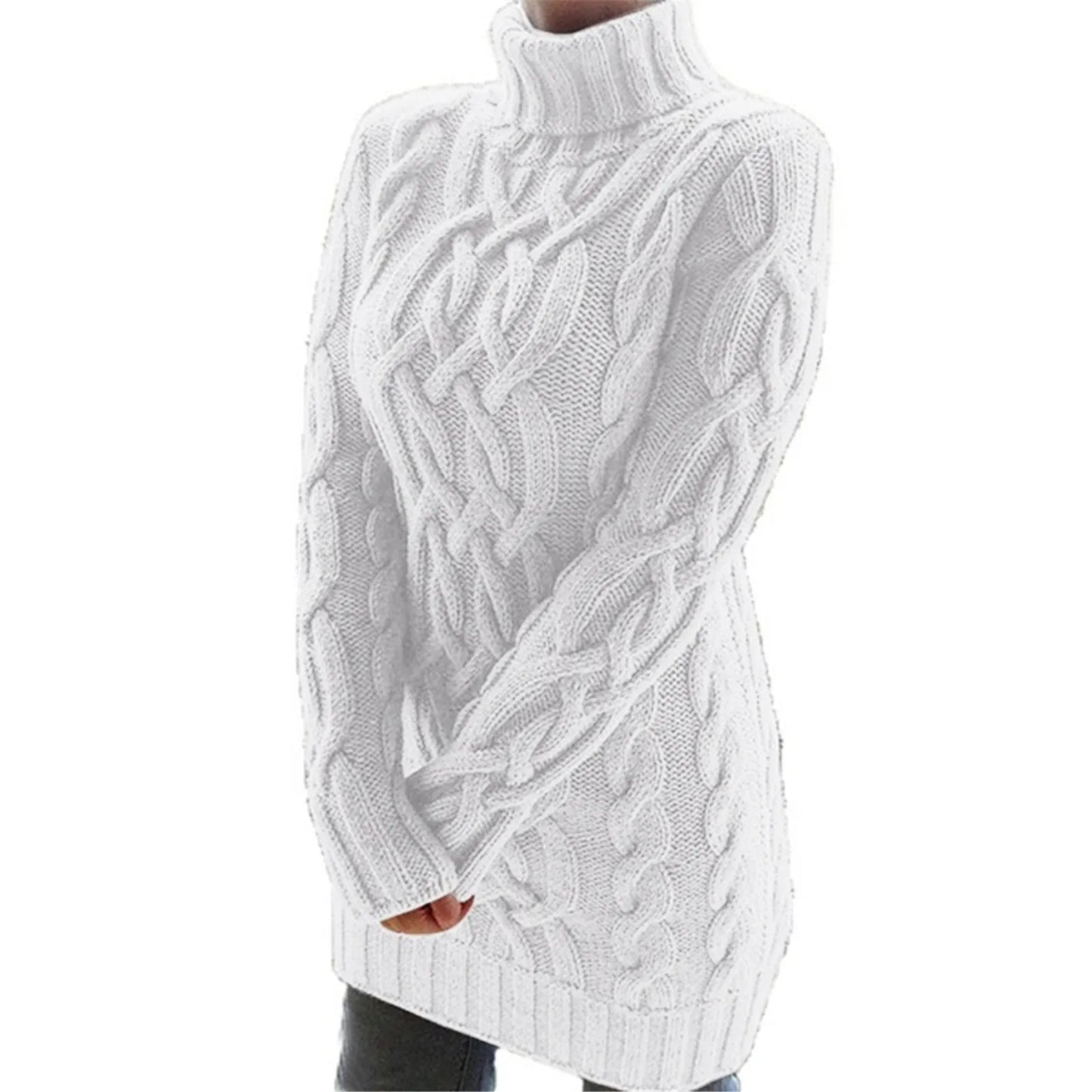 Warm Twist Pullovers Oversize Long Sleeve High Collar Knit Sweater