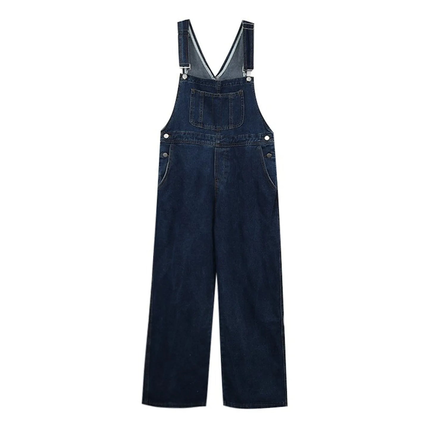 Y2K Women Denim Jumpsuit Wide Leg Straps