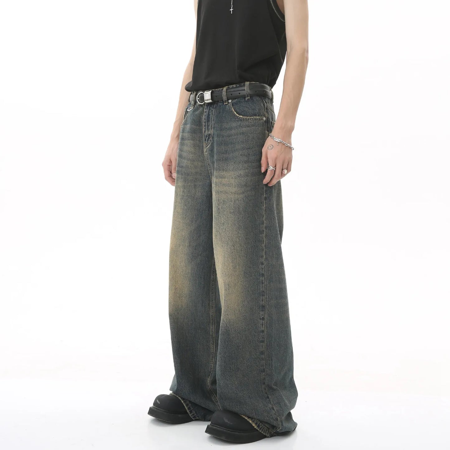 Vintage Jeans For Men Wide Leg Sweatpants Men's Baggy Jeans