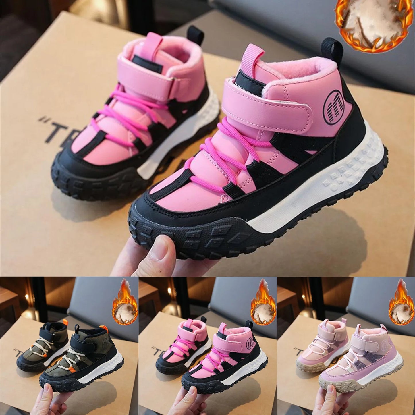 Children's Sports Shoes Winter New Fuzzy Running Shoes