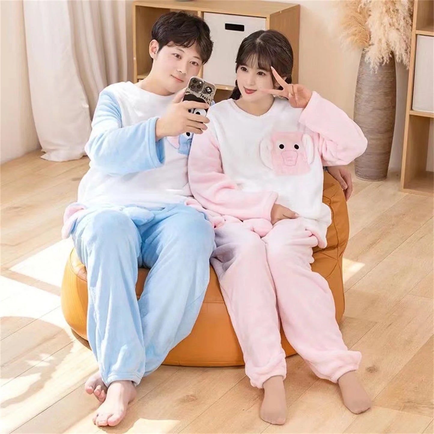 Men's Pajama Suits  Elephant Ear Trunk Plush Long Sleeve