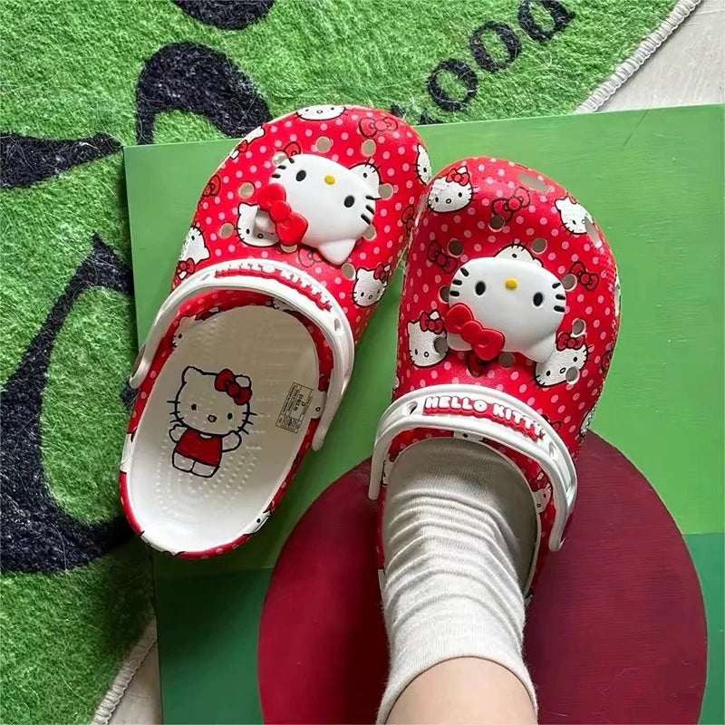 In Stock Miniso Hello Kitty Sanrio Hole Sandals Slippers Sandals