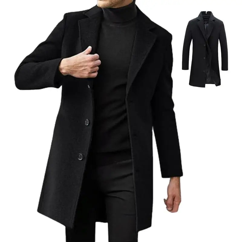 Men's Wool Long Coat Long Sleeve Winter Dress Coat comforts Overcoat Slim