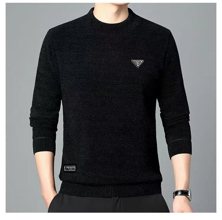 Luxury Brand Knitted Sweater Men's Half High Neck Pullover