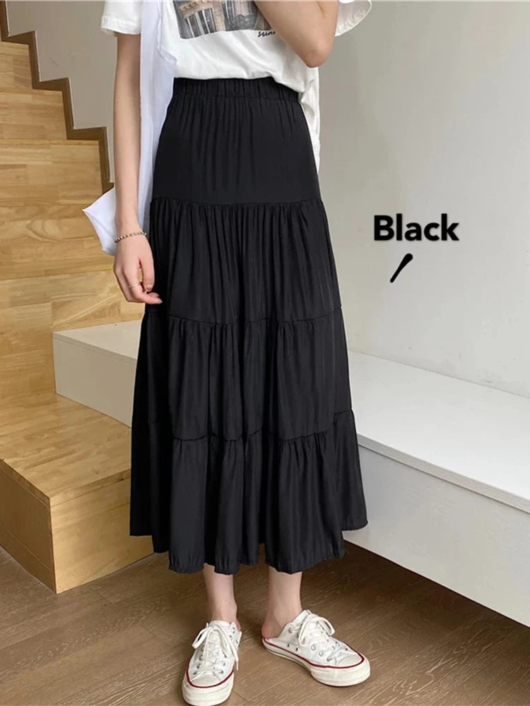 Spring Summer Women Chiffon Skirts Vintage