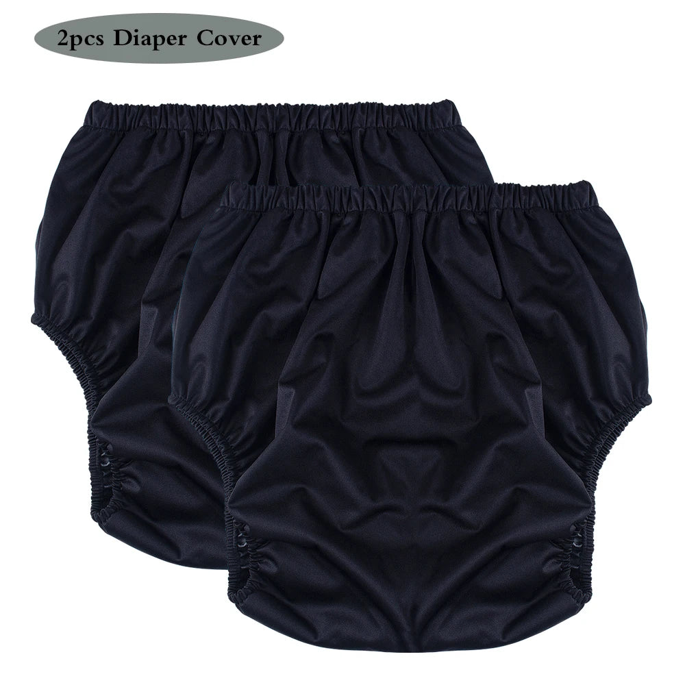 2pcs Soft TPU Adult Diaper Cover High Waist Solid Color Incontinence Briefs