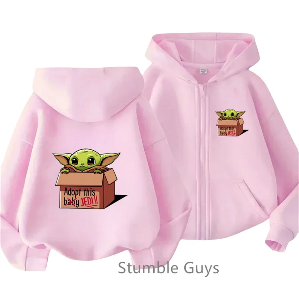 Baby Yoda Print Hoodie Children's Street Zipper Hoodie Suit 2025