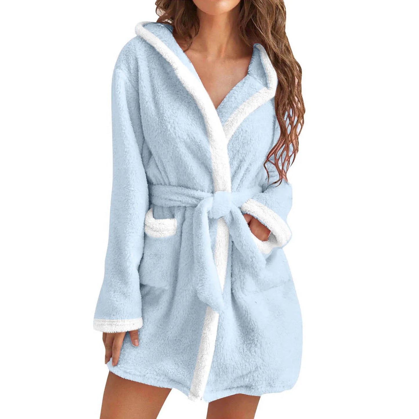 Women Winter Casual Plush Robe Solid Color