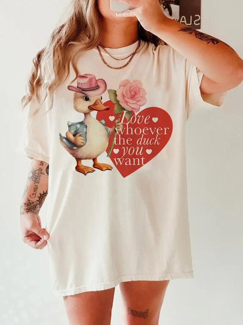 Love Whoever You Want: Retro LGBTQ+ Pride Duck Meme Tee