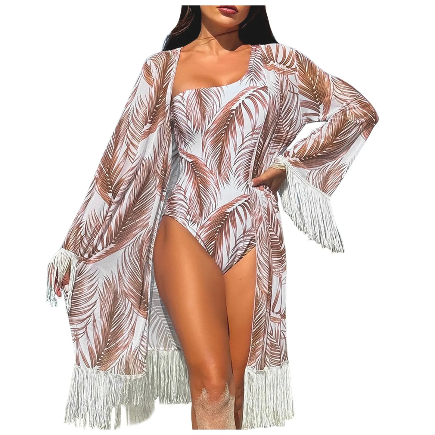 Fresh Beach Sun Chiffon Cover Bikinis Set