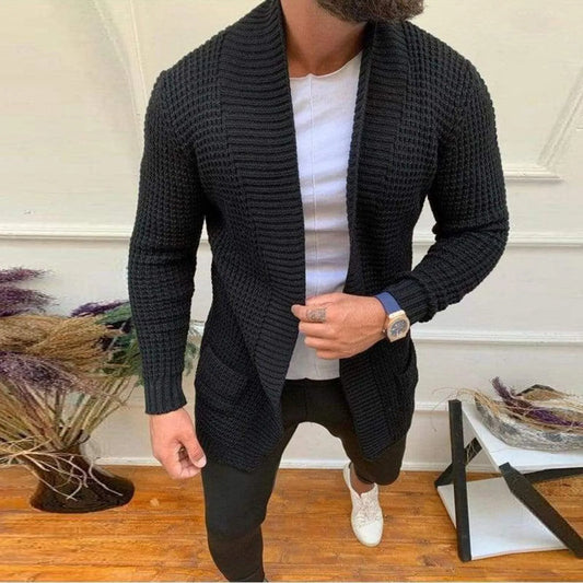 Men Striped Knitted Cardigan Jacket Spring Long Sweaters