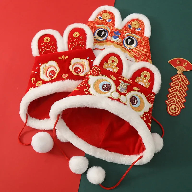 Children's Chinese Style Embroidered Tiger Head Hat For Baby