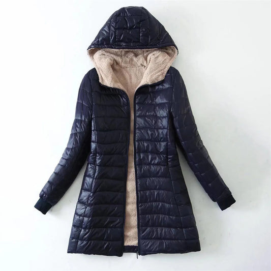 Comfortable Fuzzy Wool Coats For Women Hooded Windbreaker