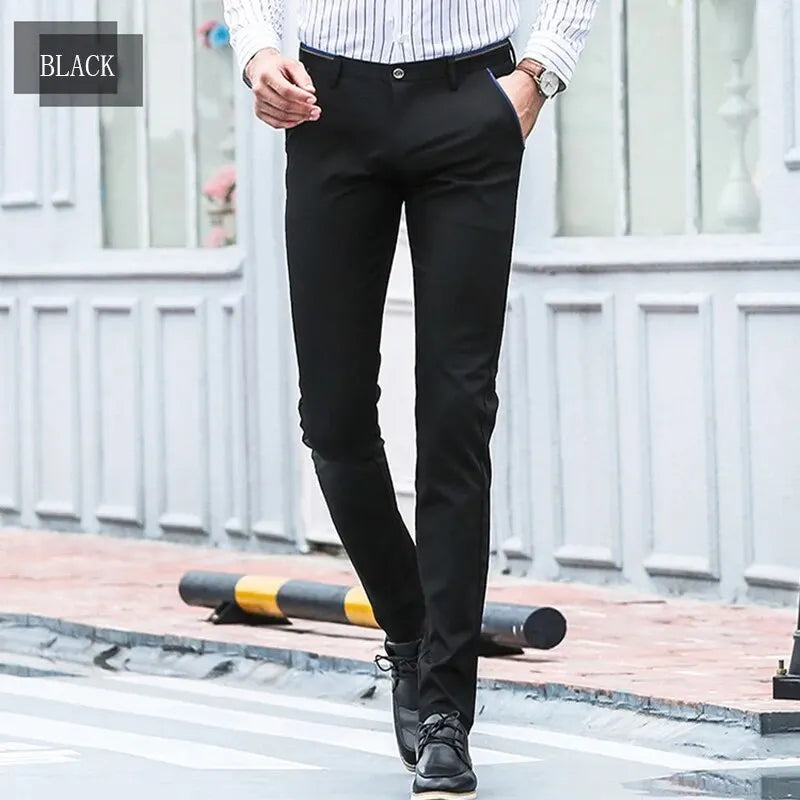 Elastic Straight Pants Business Casual Long Suit Pants Male Formal Trousers