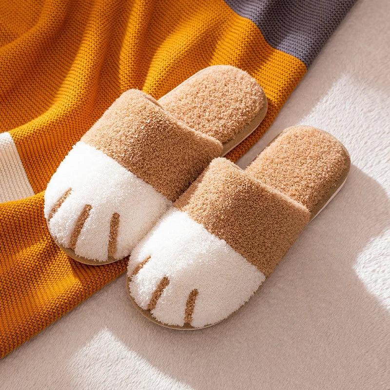 Cotton Slippers Female Autumn Winter Home Cat Claws Cartoon