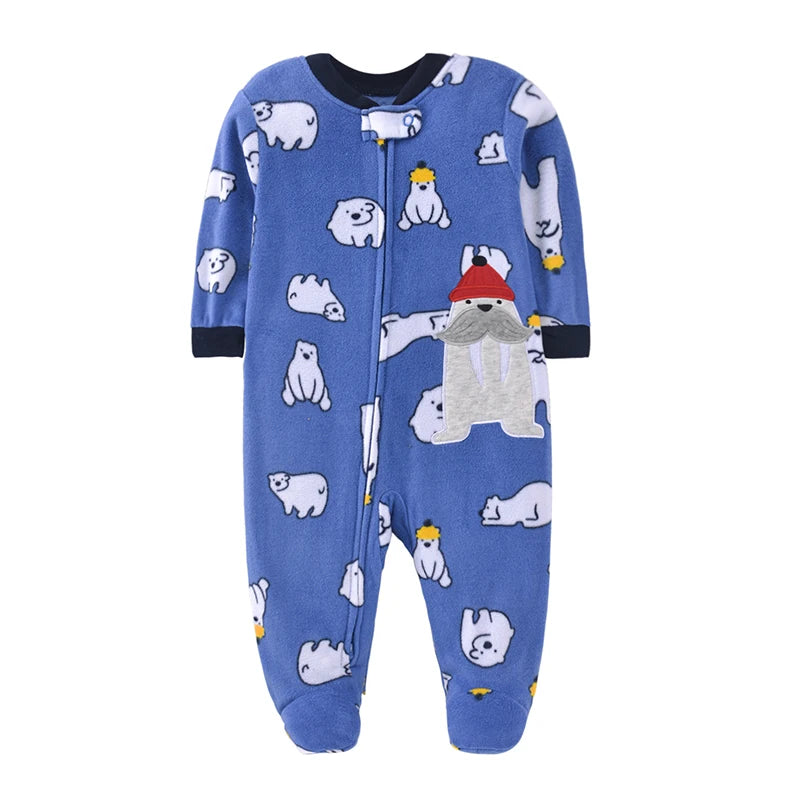 Autumn Baby Boy Rompers Clothes Zipper Fleece Warm Pajamas Newborn Outfit