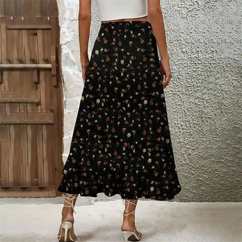 Floral Print Vintage Elegant Women Skirts Designed Sexy Holiday Bottom