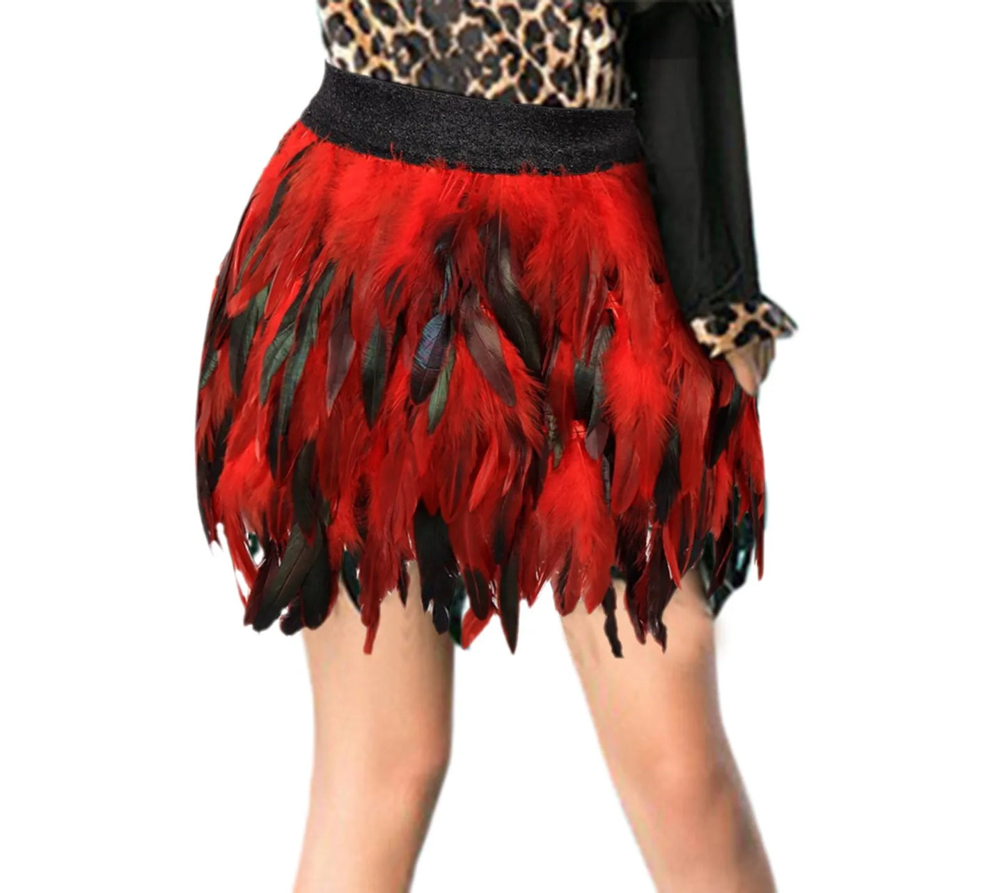 Festival Carnival Faux Feather Skirt Women High Waist Party  Short Skirt