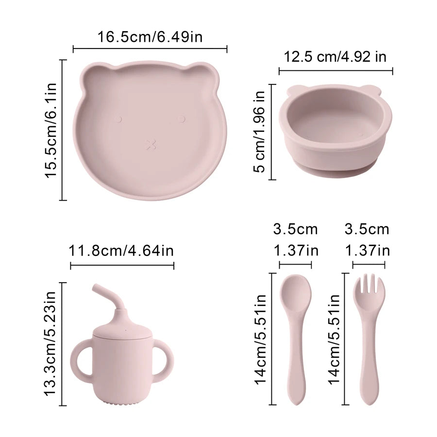 Color Kids Baby Silicone Waterproof Feeding Dishes Plate Suction Bowl