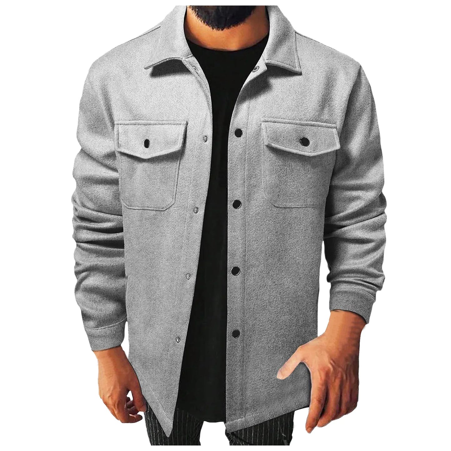 Handsome Coat Classic Solid Color European Casual Shirt Jacket Streetwear