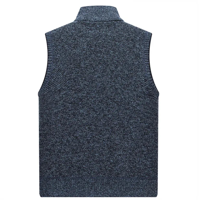 Mens Sweater Vest Thick Warm Sleeveless Knitted Cardigan Vest Sweatercoat