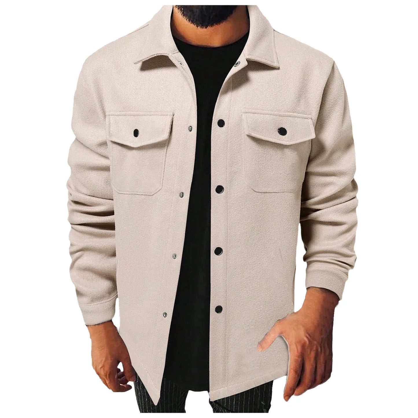 Handsome Coat Classic Solid Color European Casual Shirt Jacket Streetwear