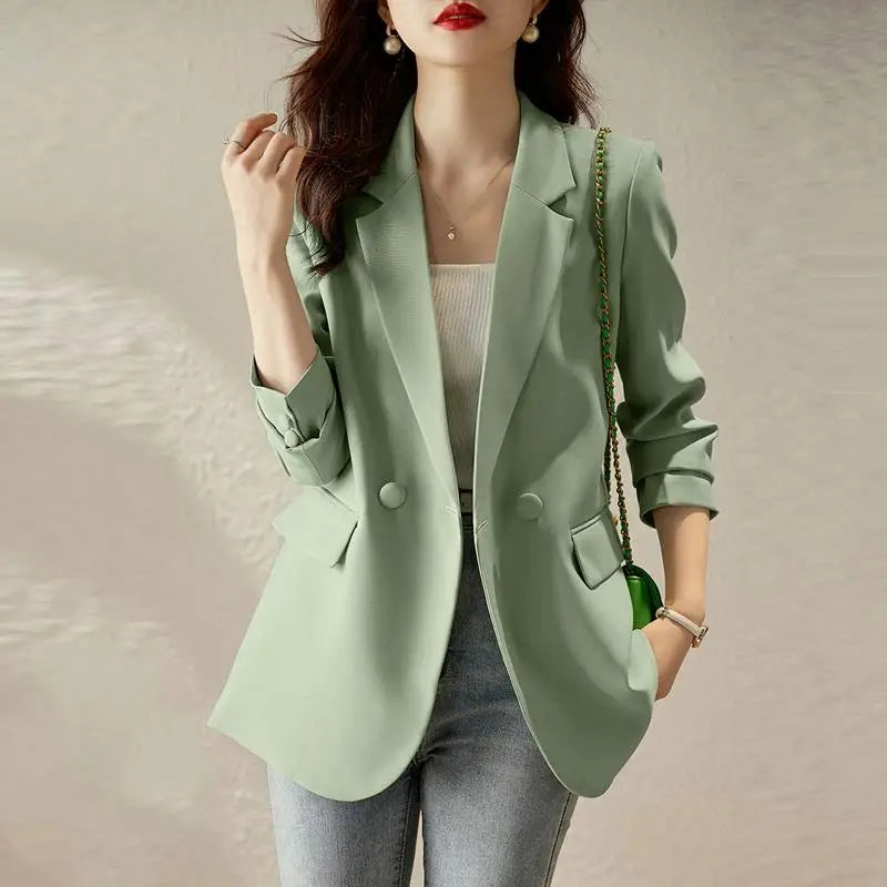 Women Spring Blazer  Long Sleeve Coats Jackets ZANZEA Female Lapel Neck Tops