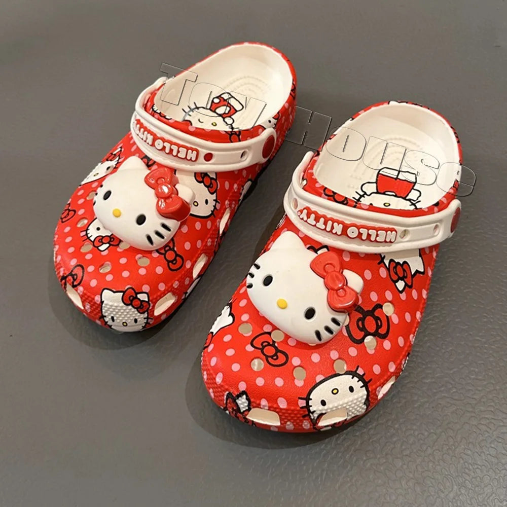 In Stock Miniso Hello Kitty Sanrio Hole Sandals Slippers Sandals