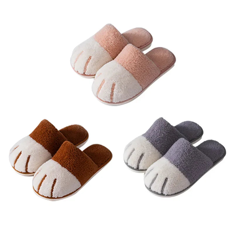 Cotton Slippers Female Autumn Winter Home Cat Claws Cartoon