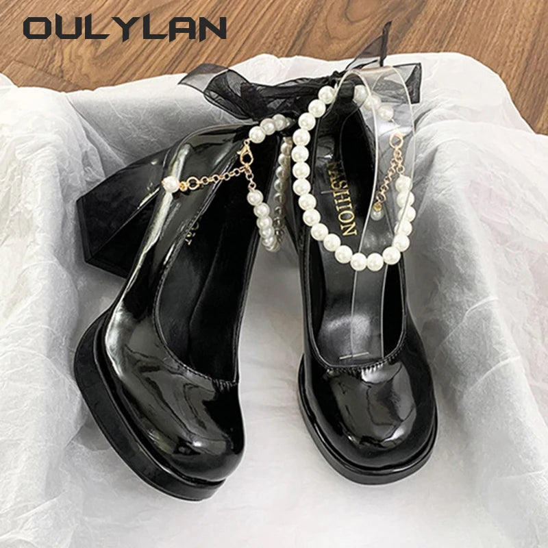 Oulylan Women High Heels Elegant Bow Square